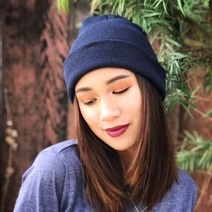 Classic Navy Knitted Beanie Men Women Stretch Fit
